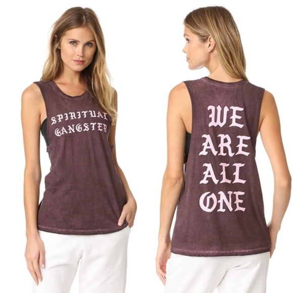 Spiritual Gangster Tops - Spiritual Gangster Old English Rocker Purple Tank